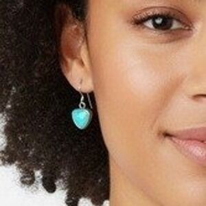 P. Skeets Navajo Artist Turquoise Sterling Silver Dangle Earrings SKUJ107